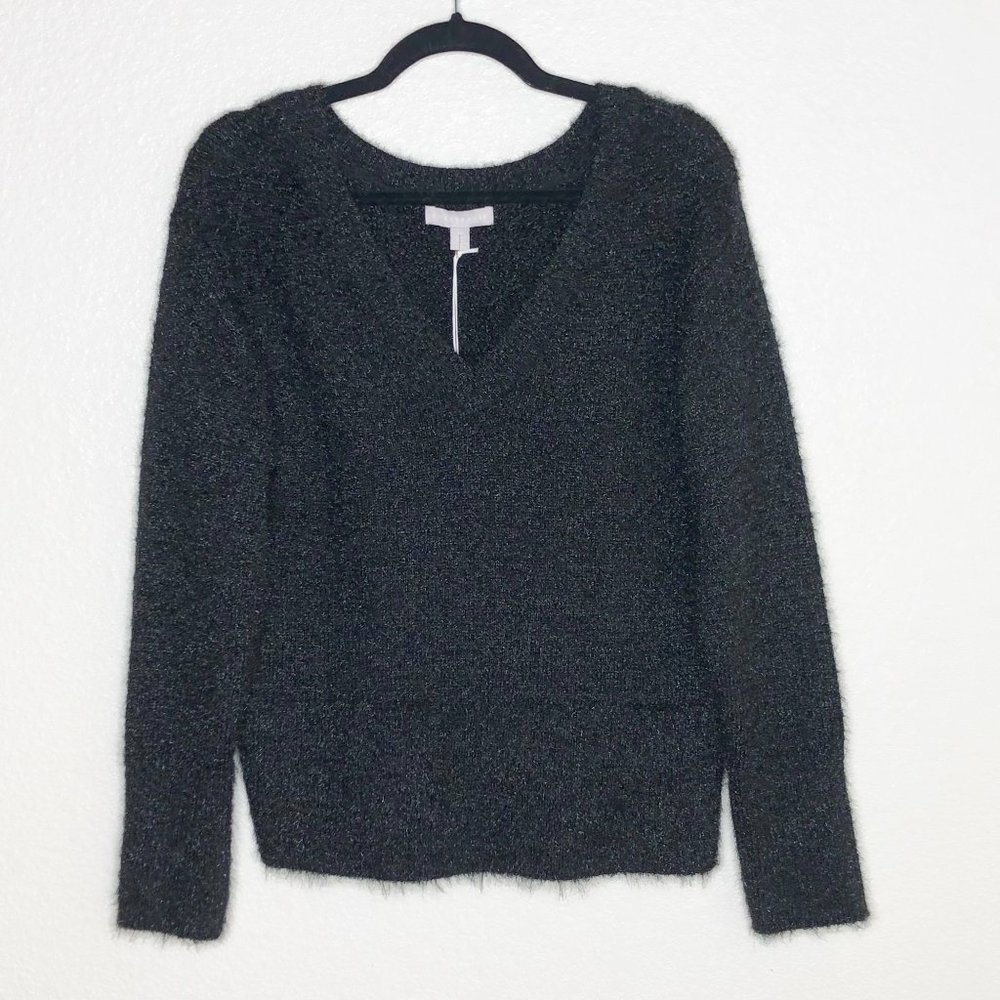 Chelsea28 Black Metallic Shimmer Eyelash Sweater - Picture 3 of 4